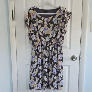 Apt. 9 Women's Ruffled Floral Mini Dress - Gray and Purple